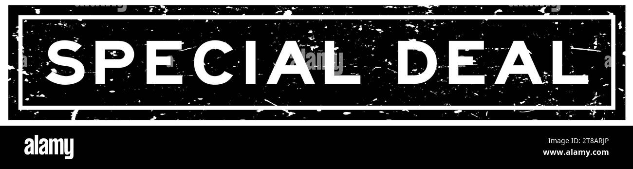 Grunge black special deal word square rubber seal stamp on white ...