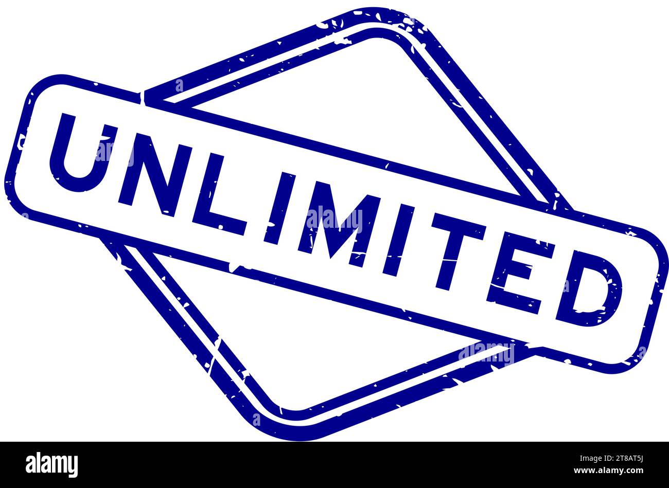 Grunge blue unlimited word rubber seal stamp on white background Stock