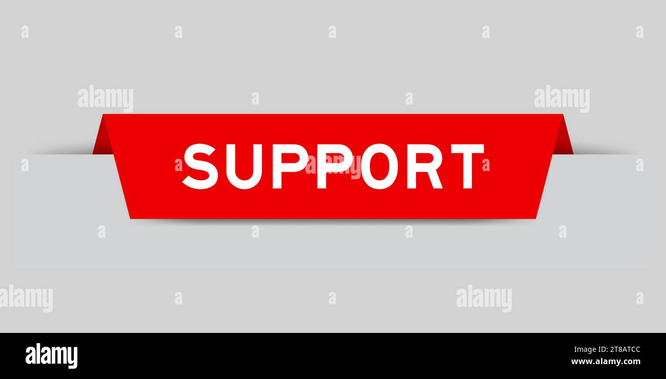 Red color inserted label with word support on gray background Stock Vector
