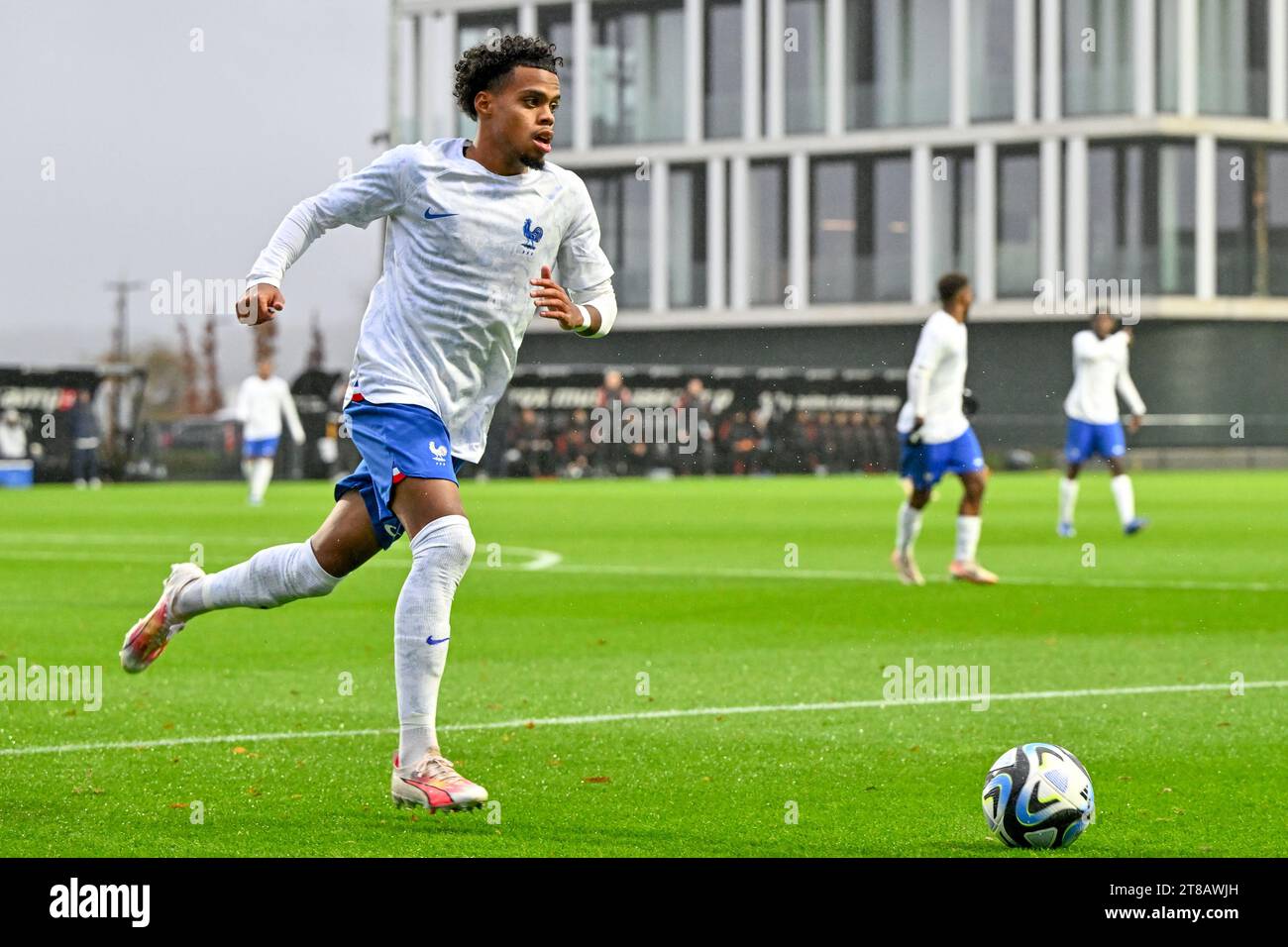 Tubize, Belgium. 18th Nov, 2023. Therence KOUDOU (20) of France pictured during a friendly soccer game between the national under 20 teams of Belgium and France on Saturday 18 November 2023 in Tubize, Belgium . Credit: sportpix/Alamy Live News Stock Photo