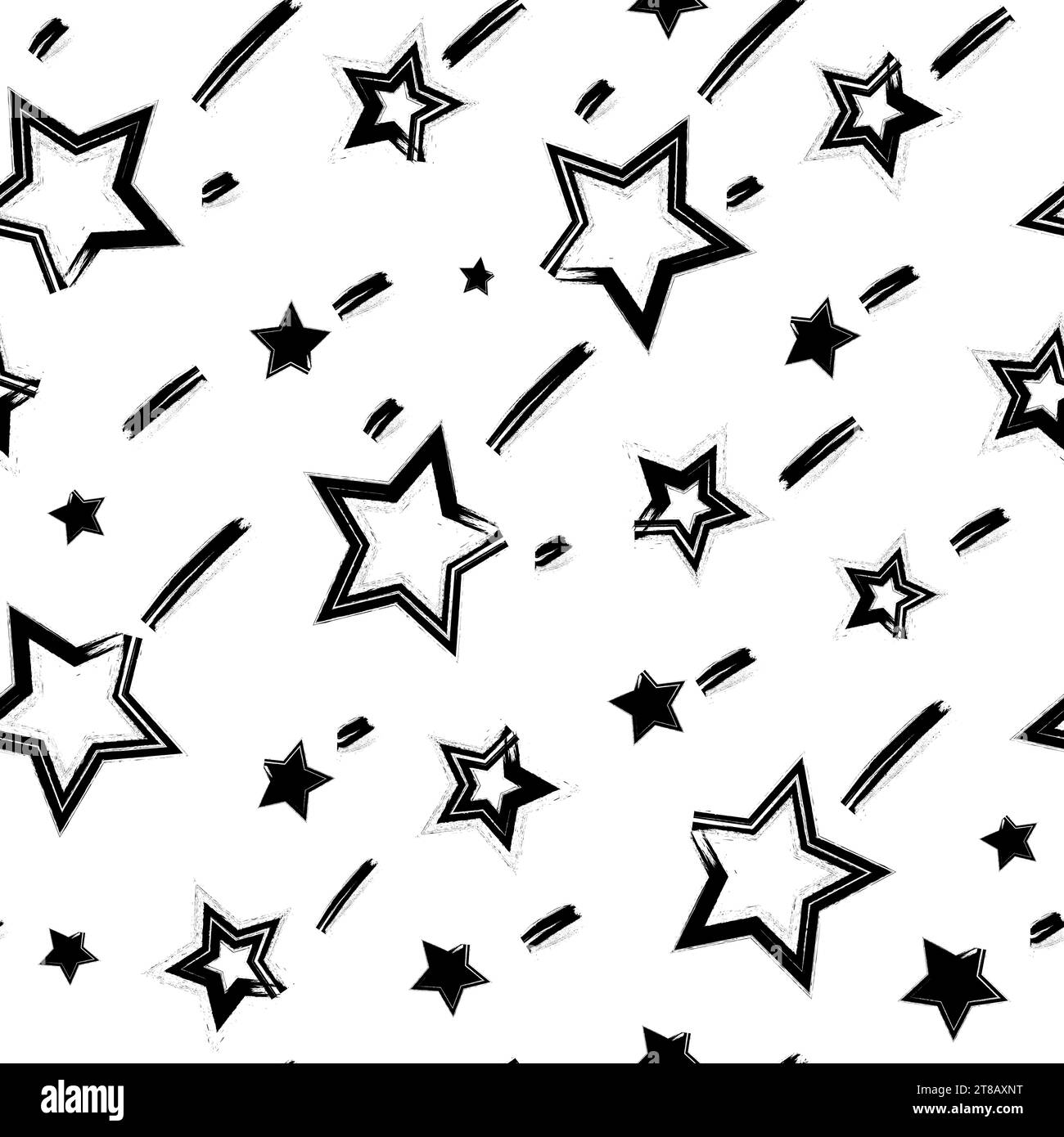 Grunge Falling Stars seamless pattern with hand drawn stars. Ornament ...
