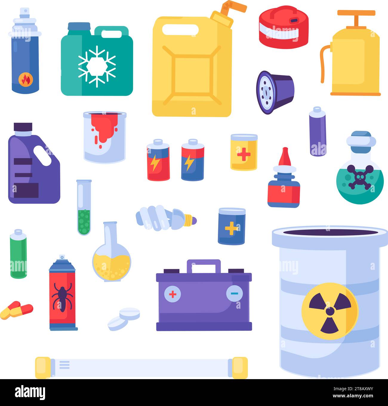 Collection of Chemical Fuel Industry Hazardous Objects. Items out of