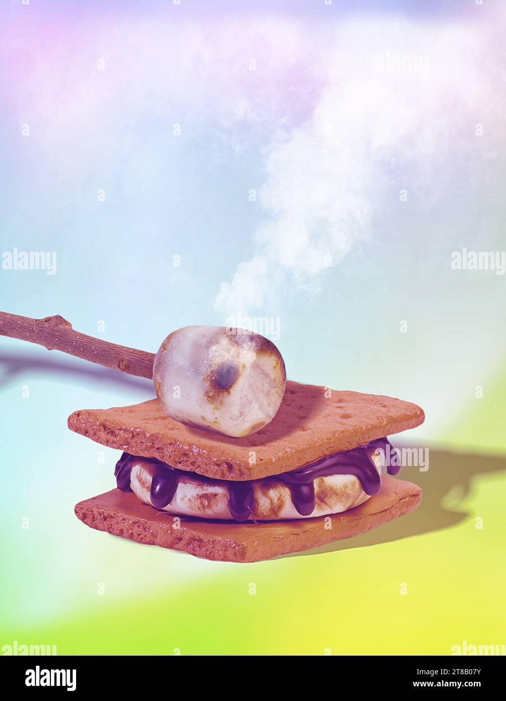 Heavenly S'mores with Puffy Marshmallow and Rich Chocolate Layer Stock