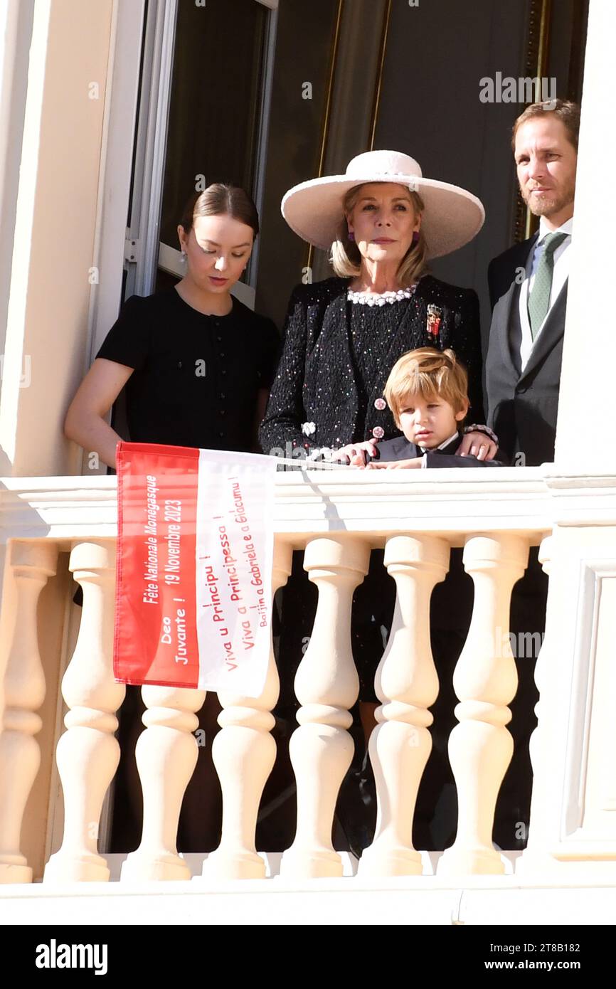 MONACO, NOVEMBER 19: Princess Caroline of Hanover, Andrea Casiraghi, India Casiraghi, Princess Alexandra of Hanover attend the Monaco National Day 2023 on November 19, 2023 in Monaco, Credit: Media Pictures/Alamy Live News Stock Photo