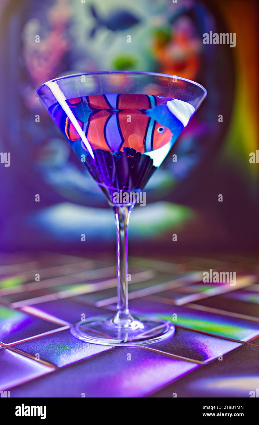The Underwater Cocktail The Martini Fishbowl A Colorful Fish Swimming in a Martini Glass
