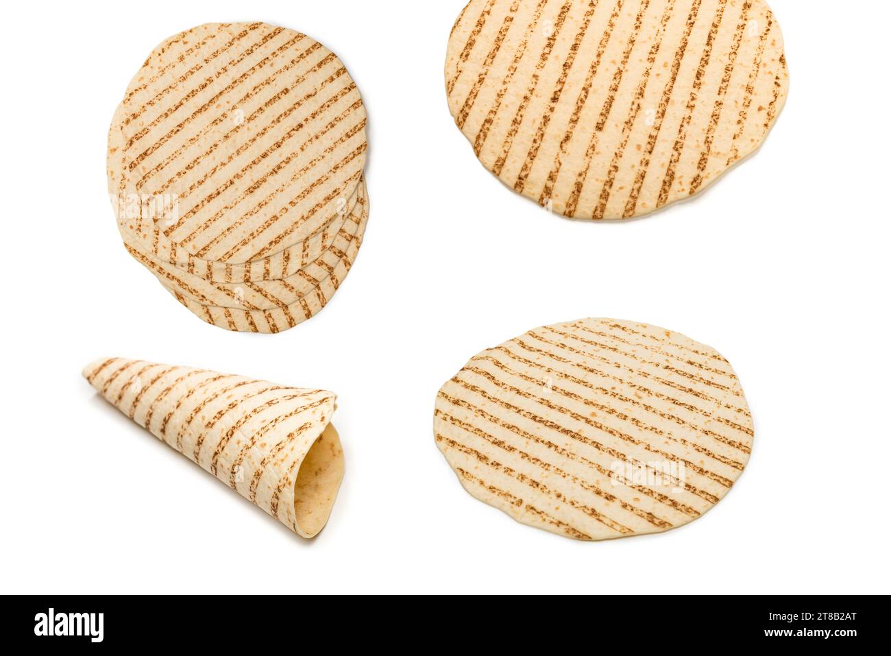 Grilled pitta bread isolated on white background. Top view Stock Photo ...