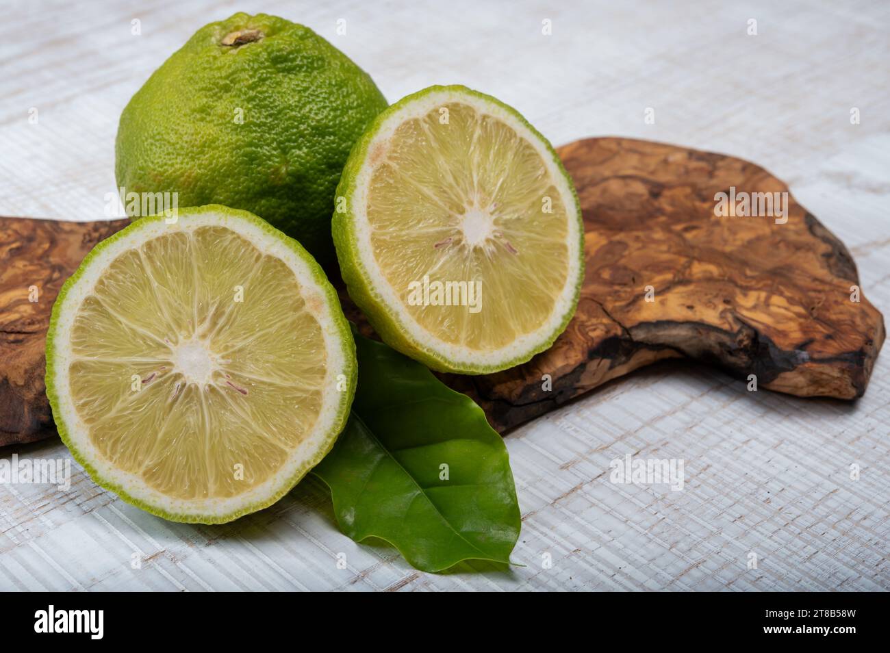 Fresh ripe bergamot orange fruits, fragrant citrus used in earl grey