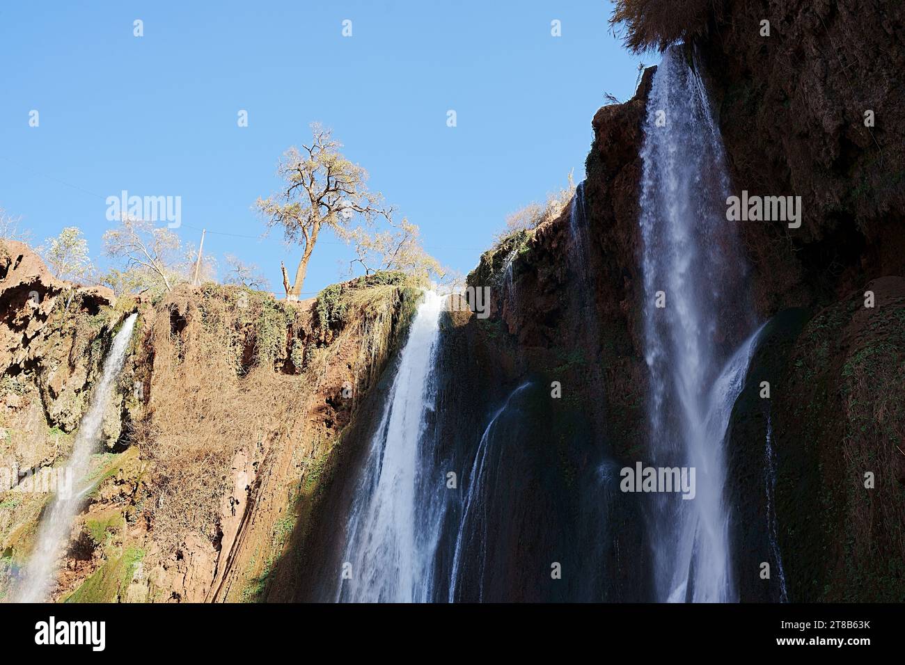 view-to-ouzoud-waterfalls-at-azilal-province-in-morocco-clear-blue-sky