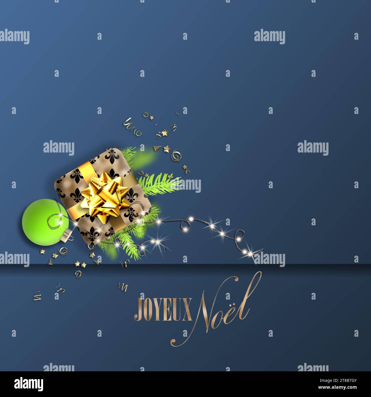 Minimalist Merry Christmas in French language. Joyeux Noel modern ...