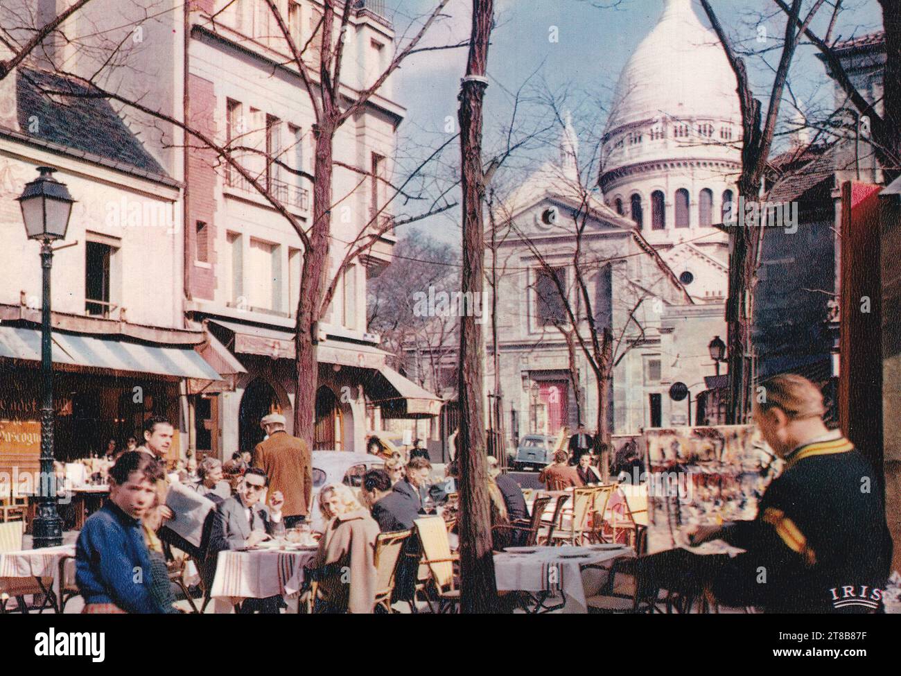 Vintage postcard of Paris - La Place du Tertre 1950s? Stock Photo