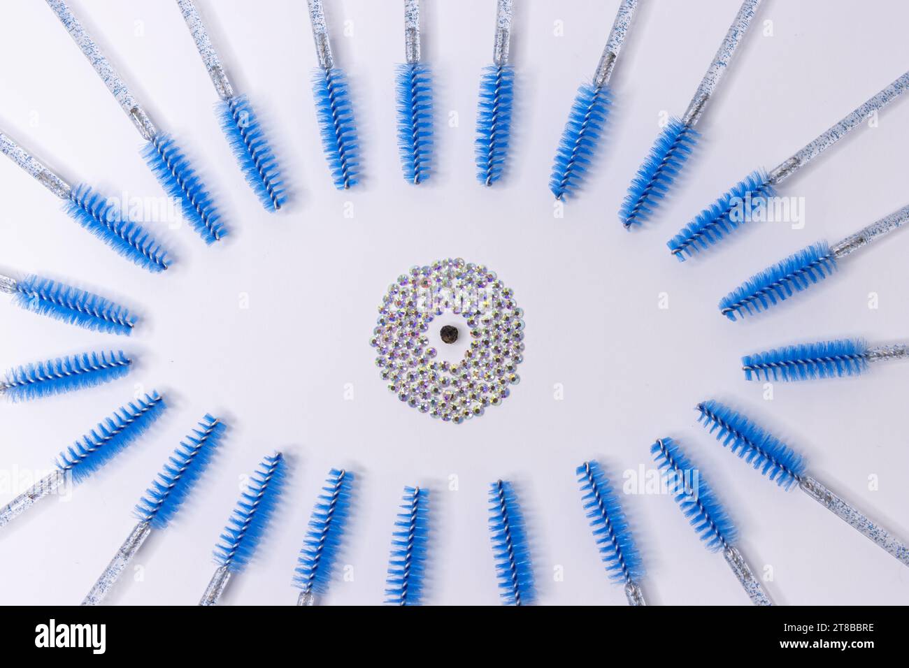 the eye is lined with blue brushes for eyelashes.Materials for eyelash