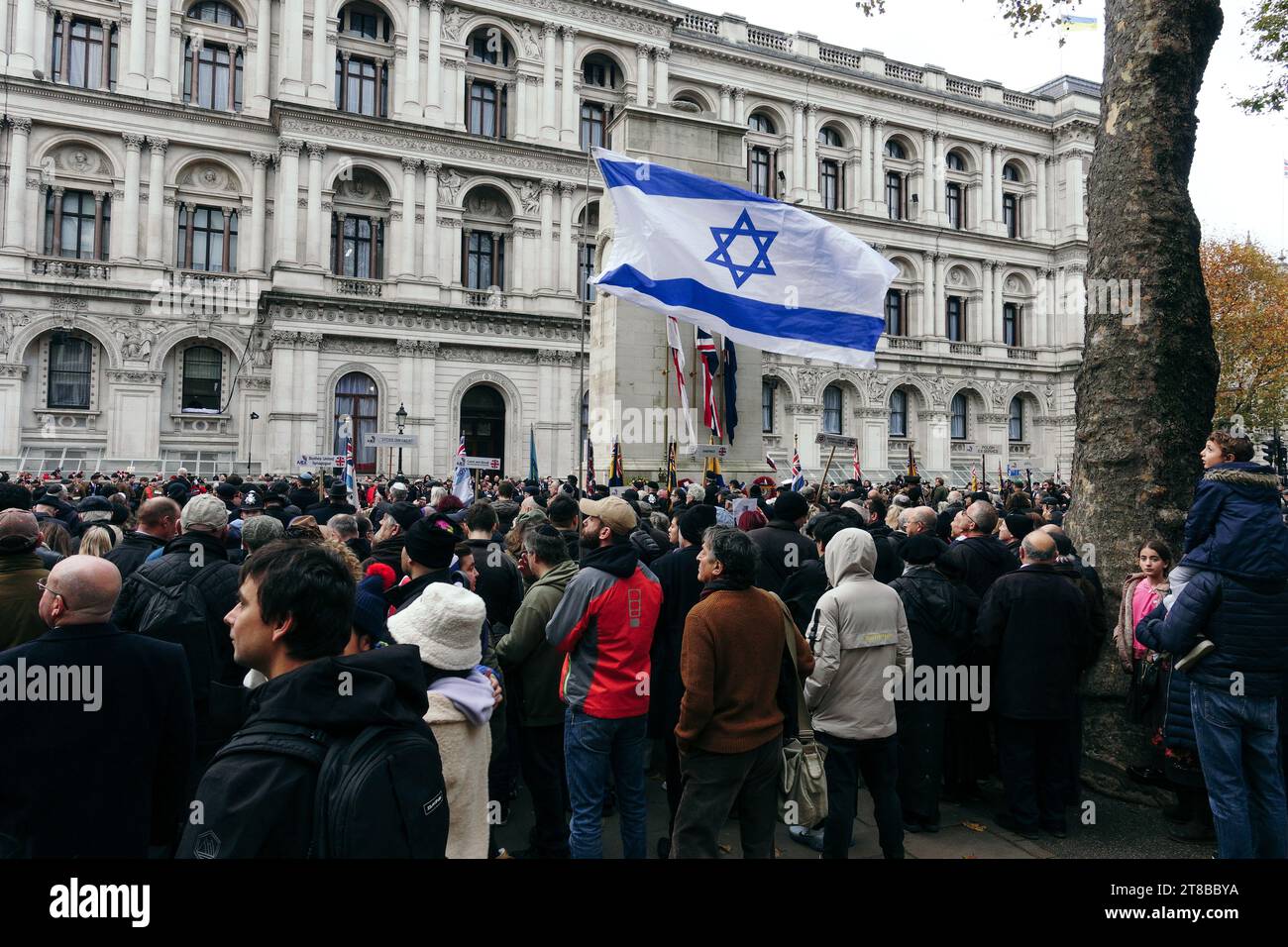 London, UK. 19th November 2023  The annual AJEX Remembrance Parade takes place on Whitehall as hundreds of Jewish members of the Armed and Police forces of the UK parade to the Cenotaph, hold silence in commemoration of the dead, and hear speeches from the Chief Rabbi and other representatives of the community. © Simon King/ Alamy Live News Stock Photo