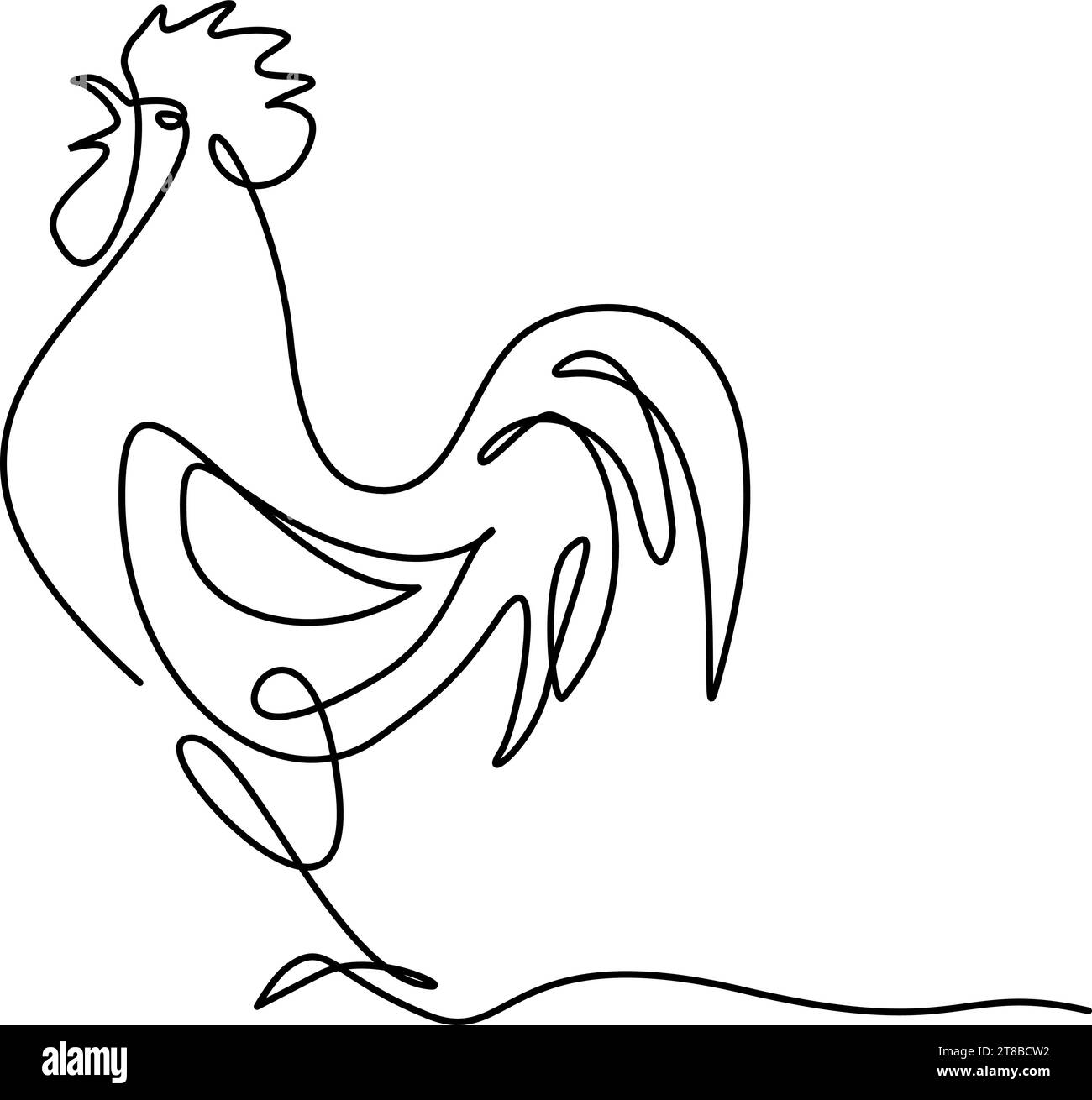 Rooster logo icon. Continuous one line art drawing style Stock Vector ...