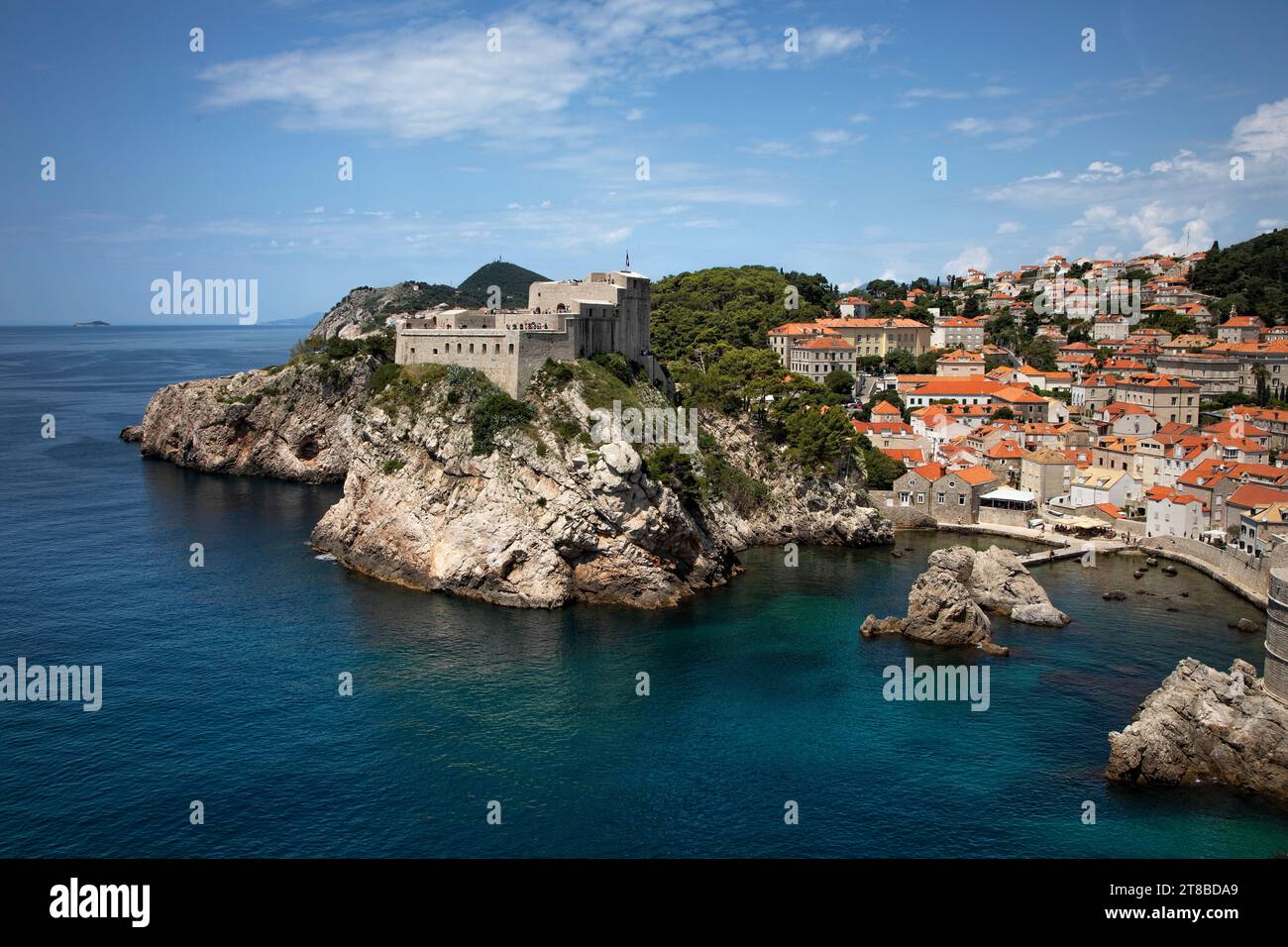 Fort Lovrijenac or St. Lawrence Fortress, often called “Dubrovnik’s Gibraltar”, is a fortress that protected this coastal city in Croatia. Stock Photo