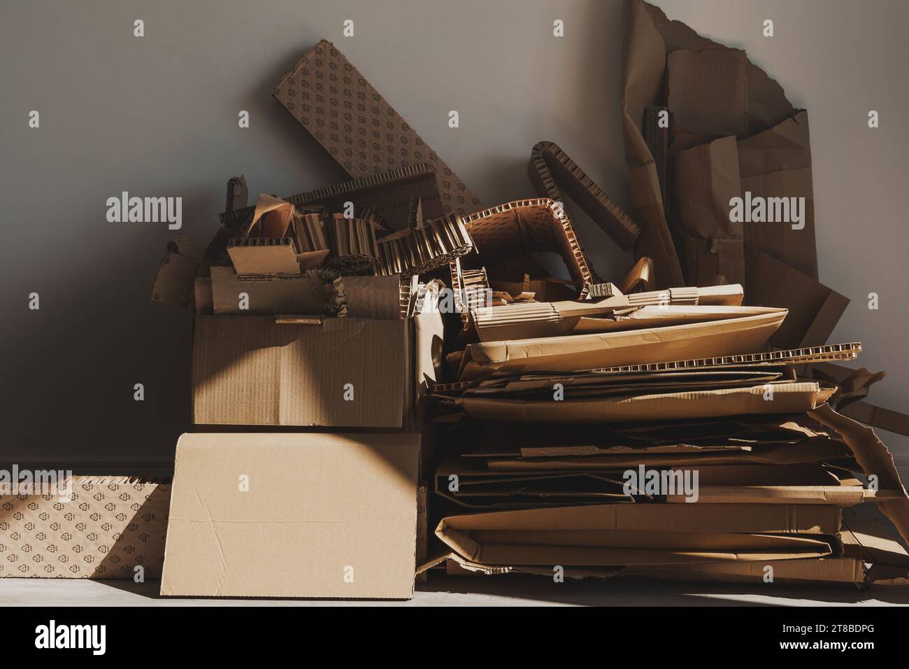 Stack of Cardboard Waste in sunlight. Concepts of Paper Recycling and ...