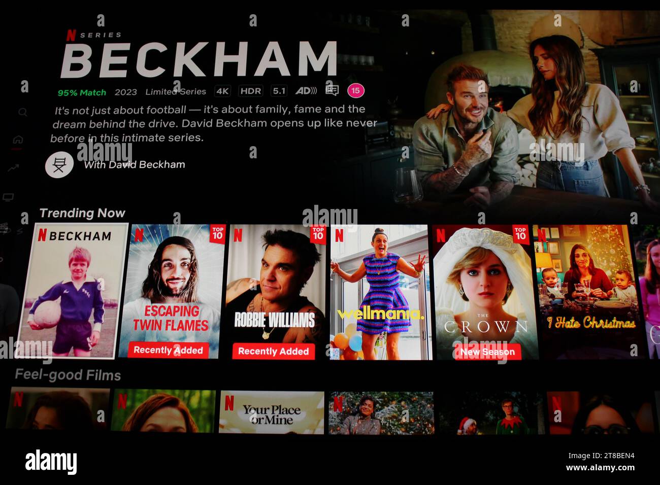 Beckham documentary limited series on Netflix about footballer David Beckham Stock Photo
