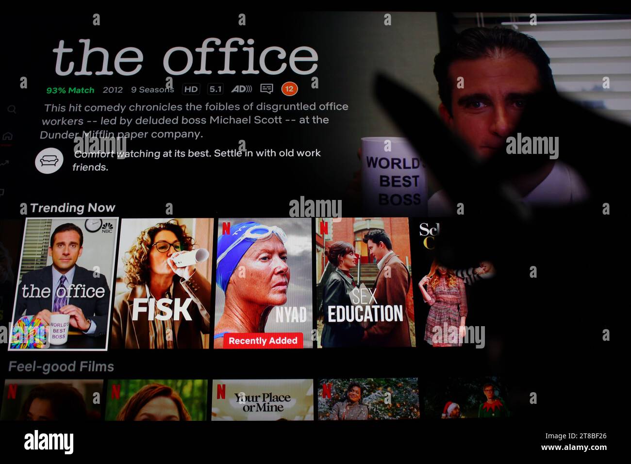 The office streaming on netflix on home television stock photo alamy
