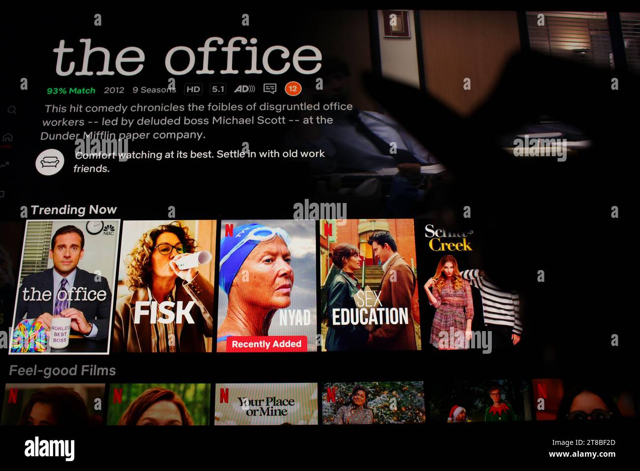 The office streaming on netflix on home television stock photo alamy