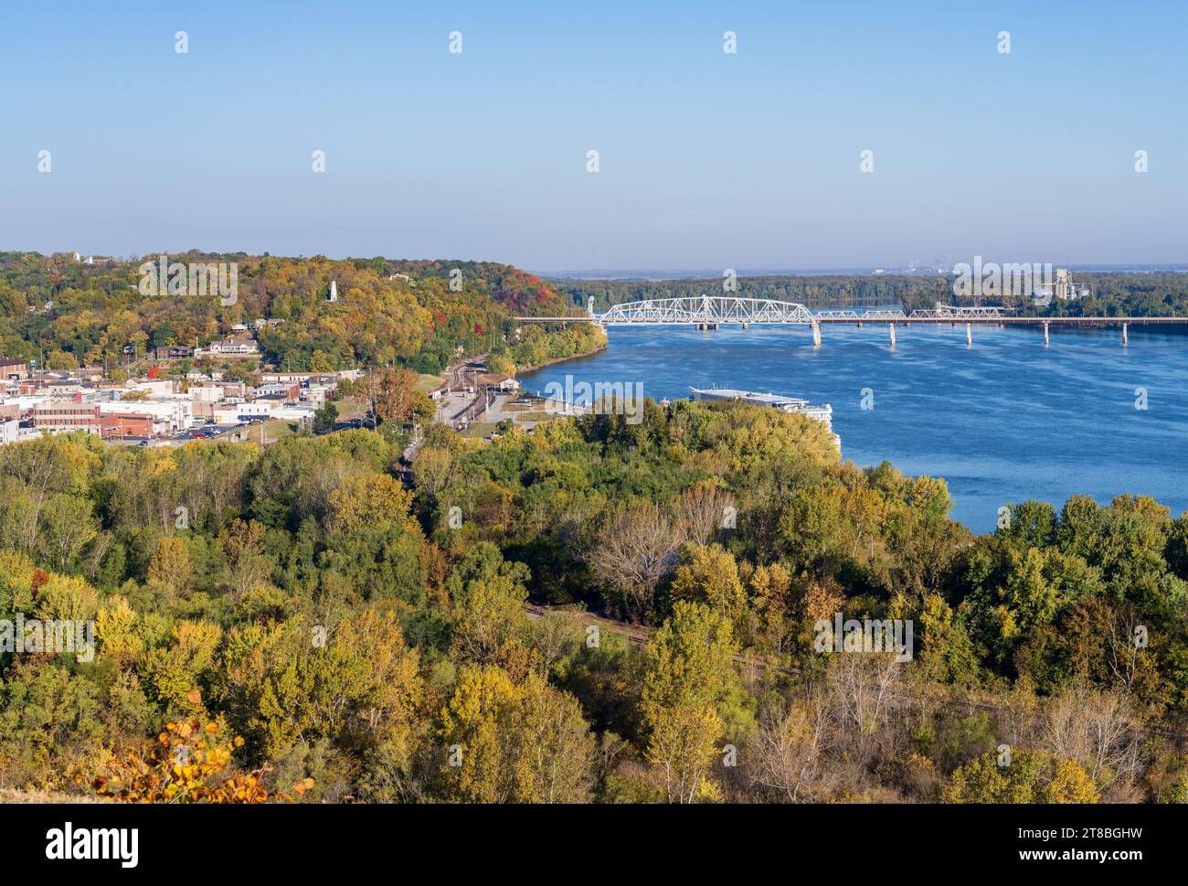 View of the city of Hannibal in Missouri from Lovers Leap overlook with