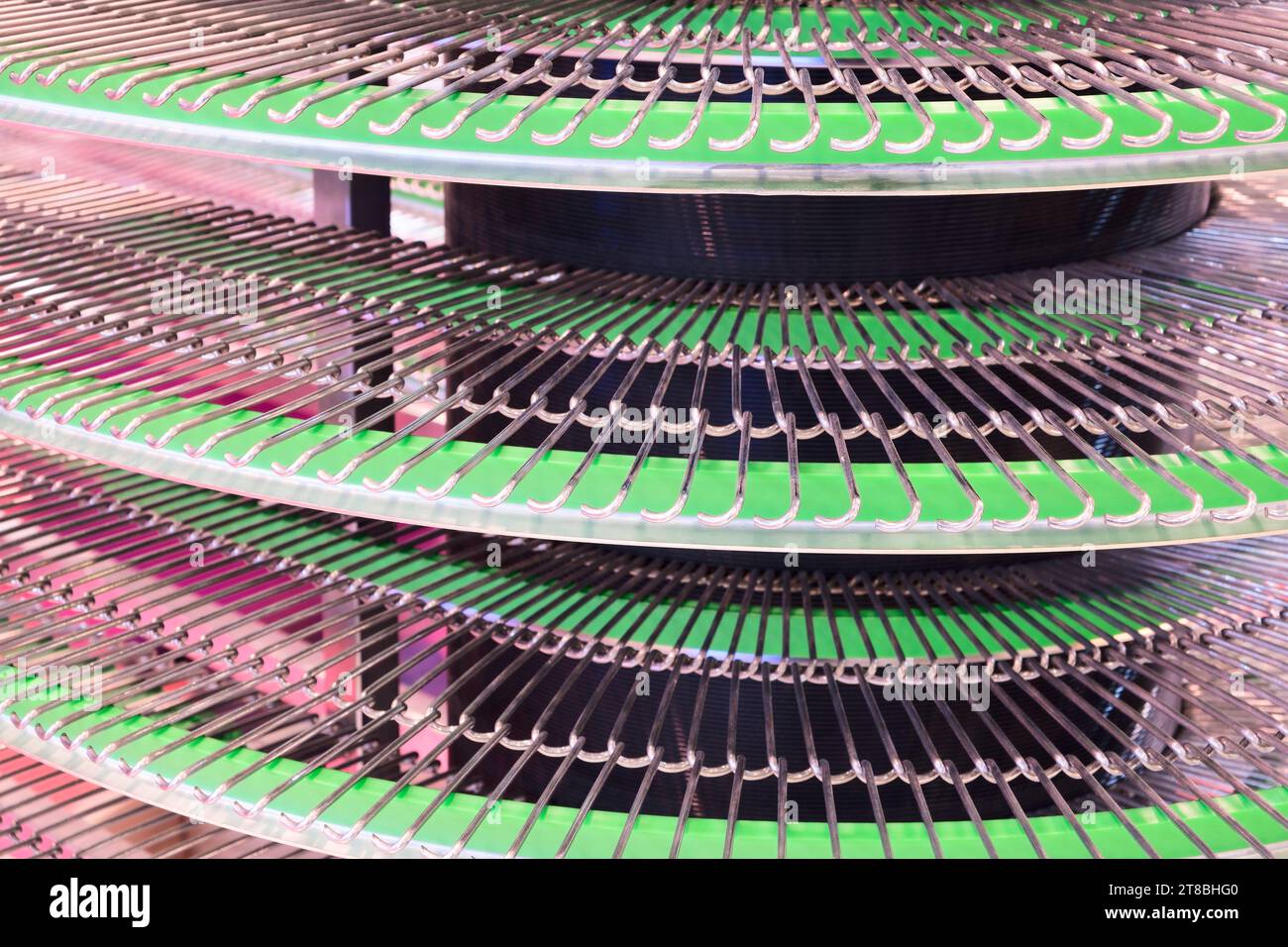 Tape belt of automatic conveyor. product packaging concept Stock Photo