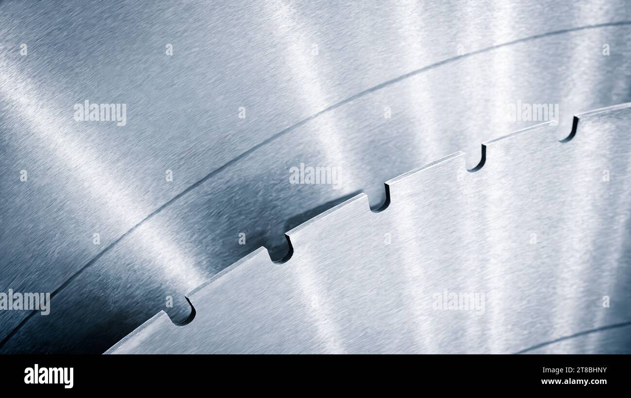 Toofh tip of circular saw blade close-up Stock Photo