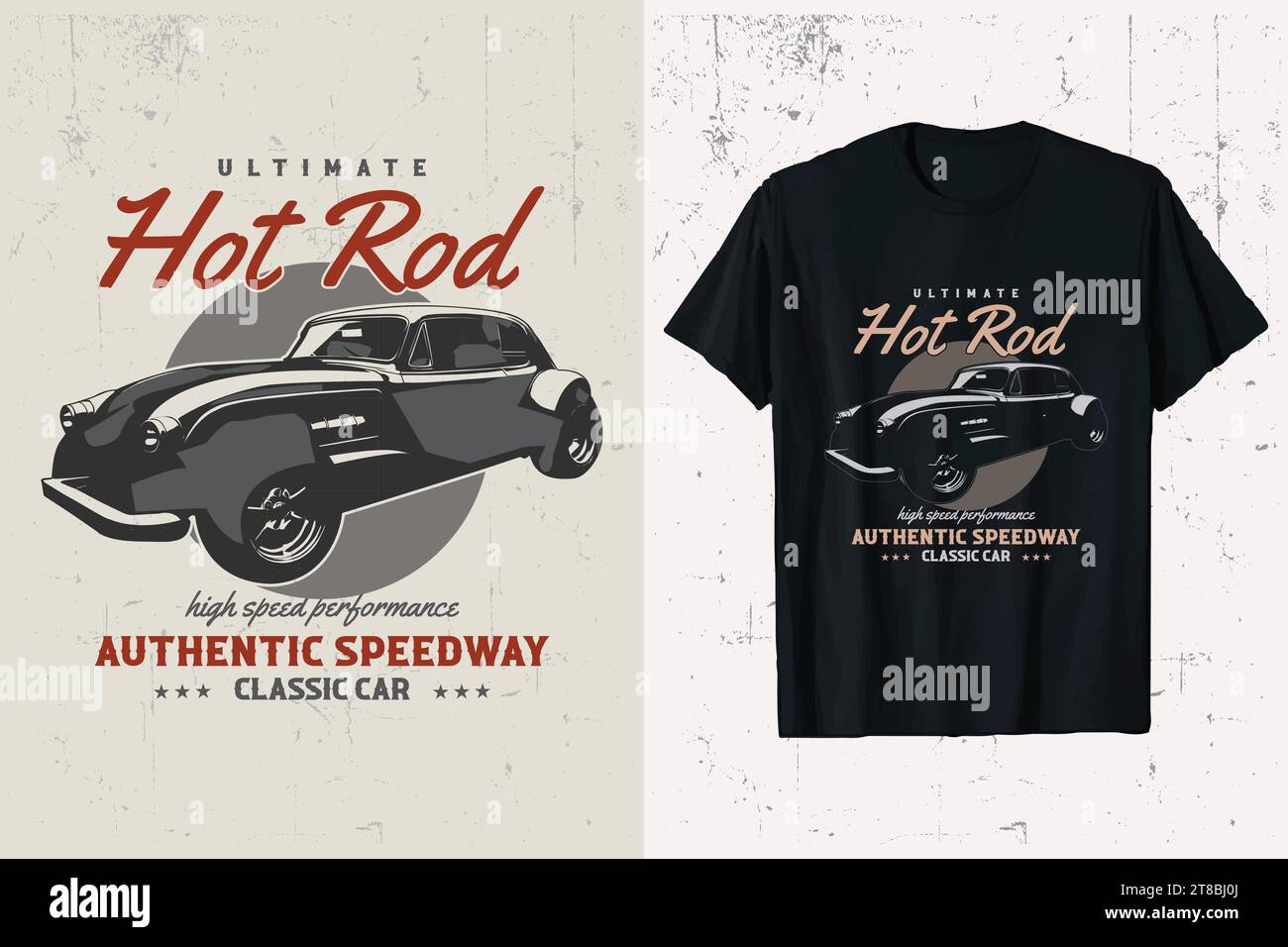 Ultimate Hotrod High-Speed Performance Car Vector T-shirt Design. vintage hotrod classic car t-shirt graphic. american hot rod old cars custom tee. Stock Vector