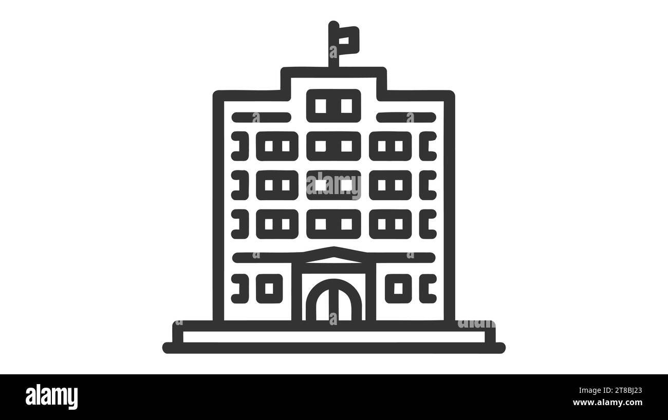 City hall building line icon, outline vector sign, linear style ...