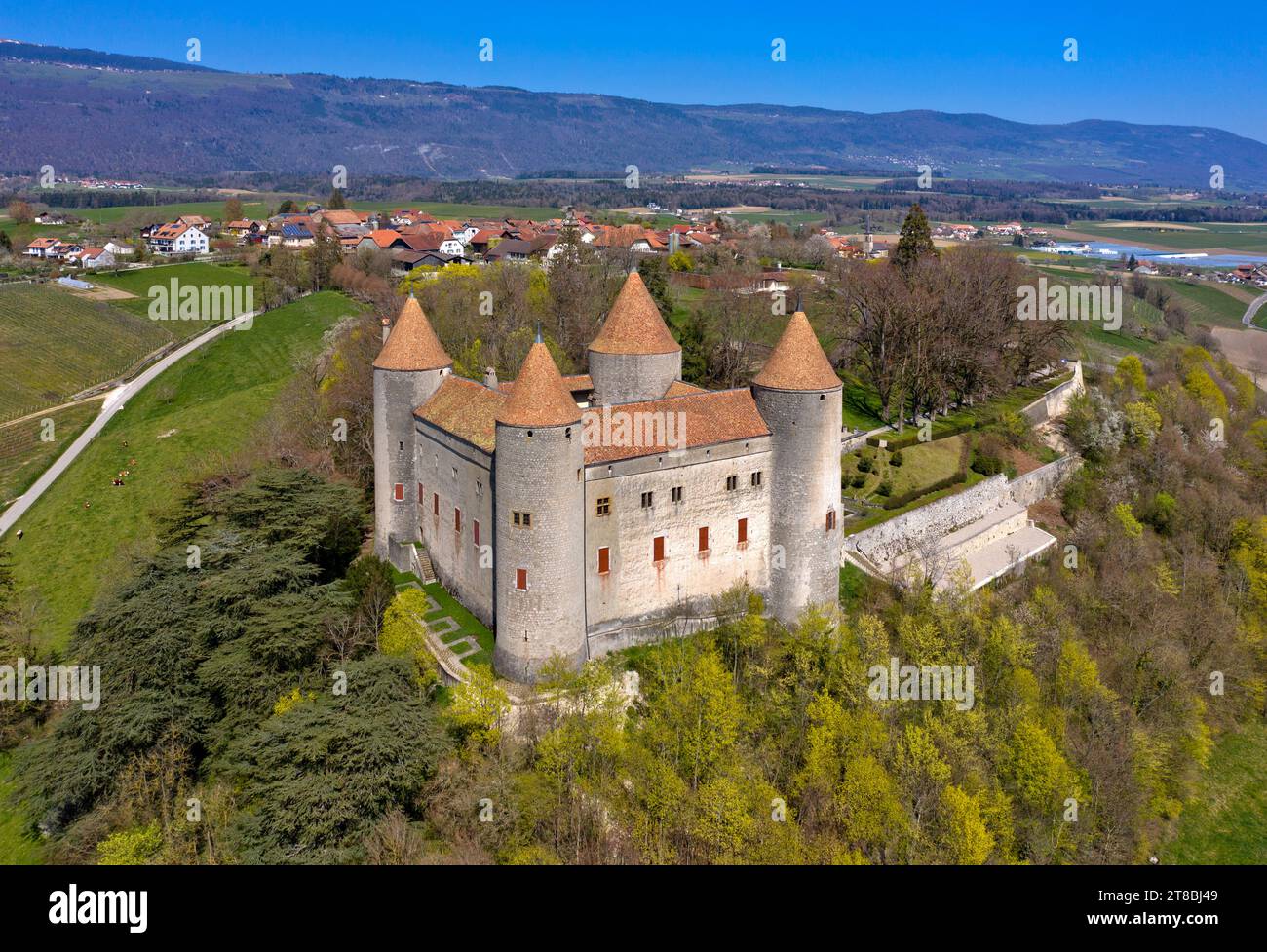 Champvent Castle, Château de Champvent, Champvent, Canton of Vaud, Switzerland Stock Photo