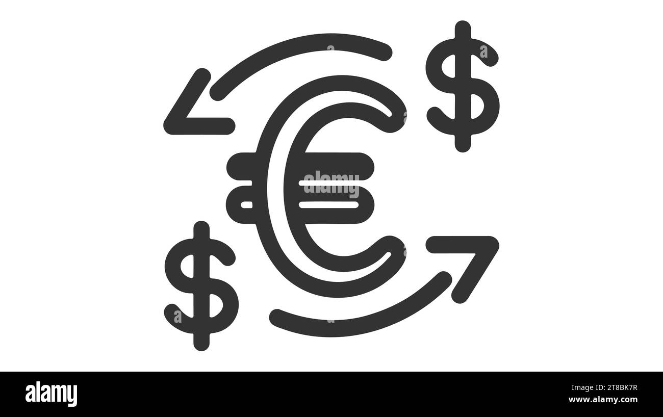 Money exchange simple icon. Banking currency sign. Euro and Dollar Cash transfer symbol. Quality design elements. Classic style. Vector Stock Vector