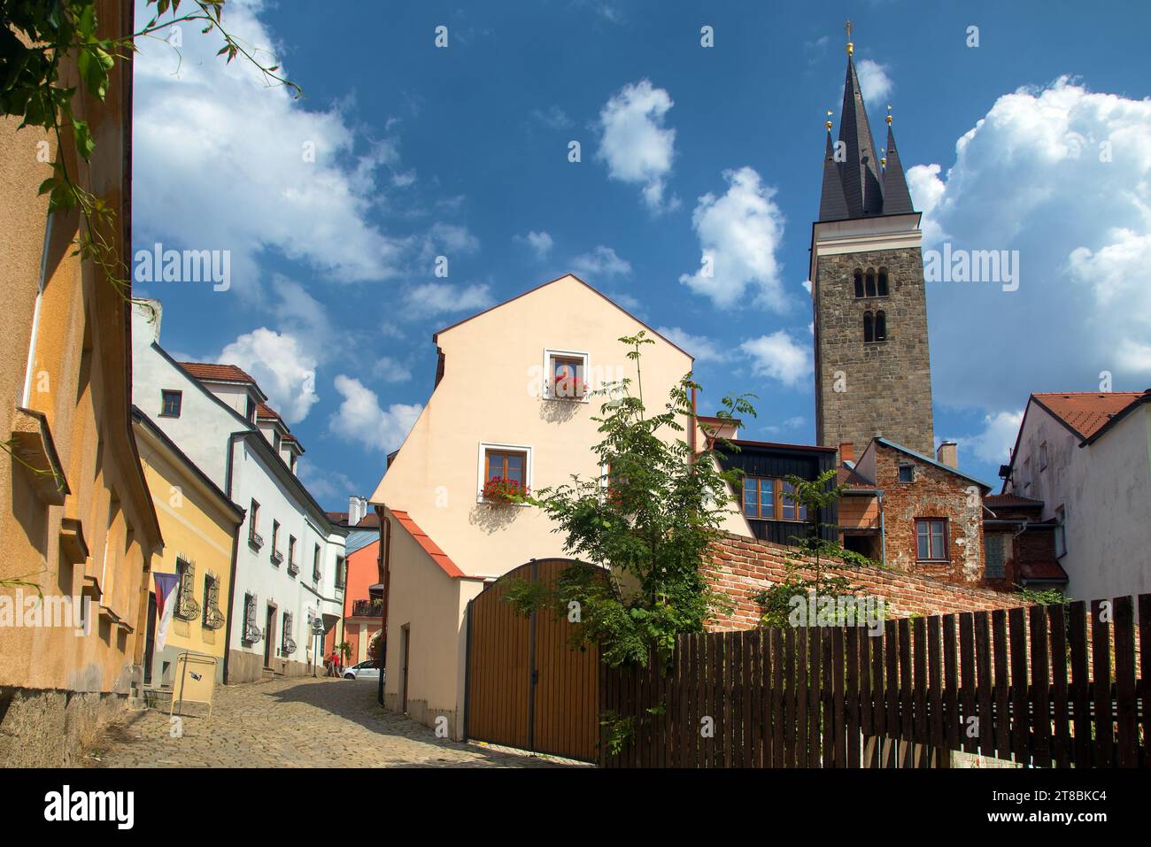 Telc, in local Telč town with renaissance and baroque colorful houses, UNESCO town in Czech Stock Photo