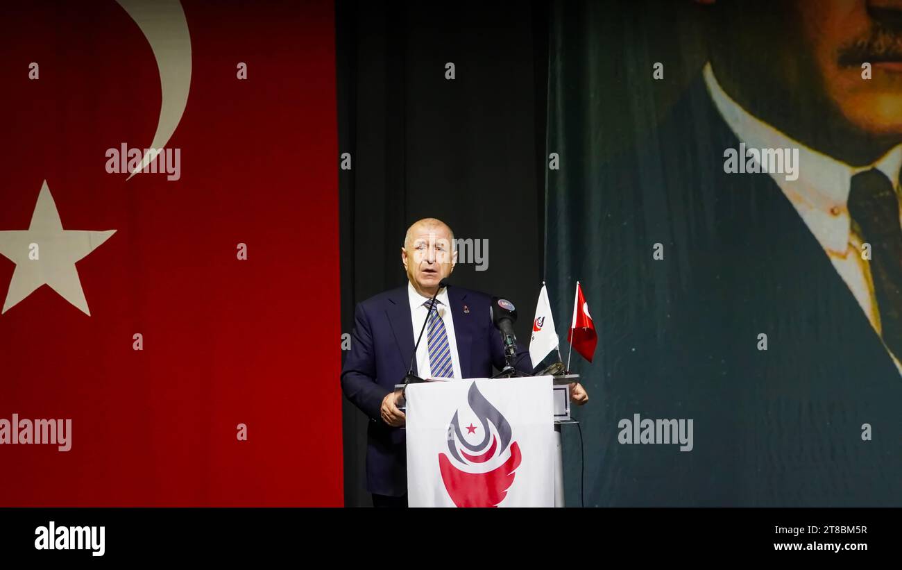 Turkiye. 19th Nov, 2023. The Victory Party Chairman Prof. Dr. Umit Ozdag has met with the youth in a conference about Turkish Nationalism in the Line of Ataturk. The Victory Party is a rightist, ultranationalist, anti-immigrant and Kemalist political party in Turkey founded on August 26, 2021 under the leadership of Umit Ozdag. The party was part of ATA Alliance in 2023 general elections. Credit: İdil Toffolo/Alamy Live News Stock Photo