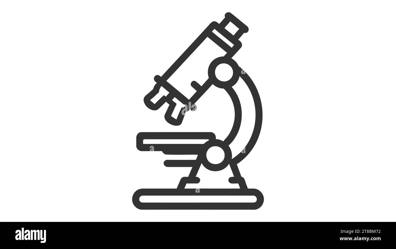 Microscope vector icon. Style is flat symbol, black color, rounded angles, white background Stock Vector