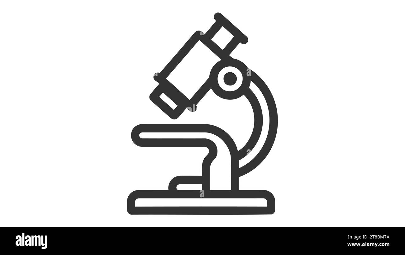 Microscope vector icon. Style is flat symbol, black color, rounded angles, white background Stock Vector