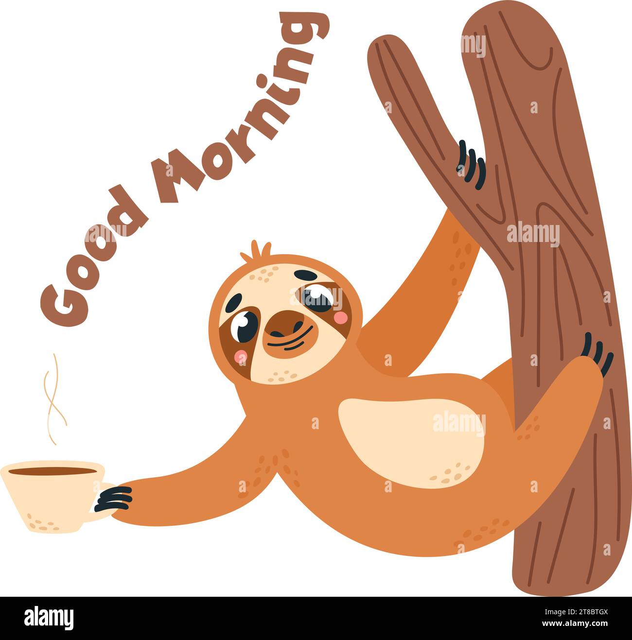 https://c8.alamy.com/comp/2T8BTGX/sloth-and-morning-coffee-funny-sloth-bear-hanging-on-tree-branch-and-hold-cup-lazy-asleep-animal-problems-waking-up-metaphor-classy-vector-2T8BTGX.jpg