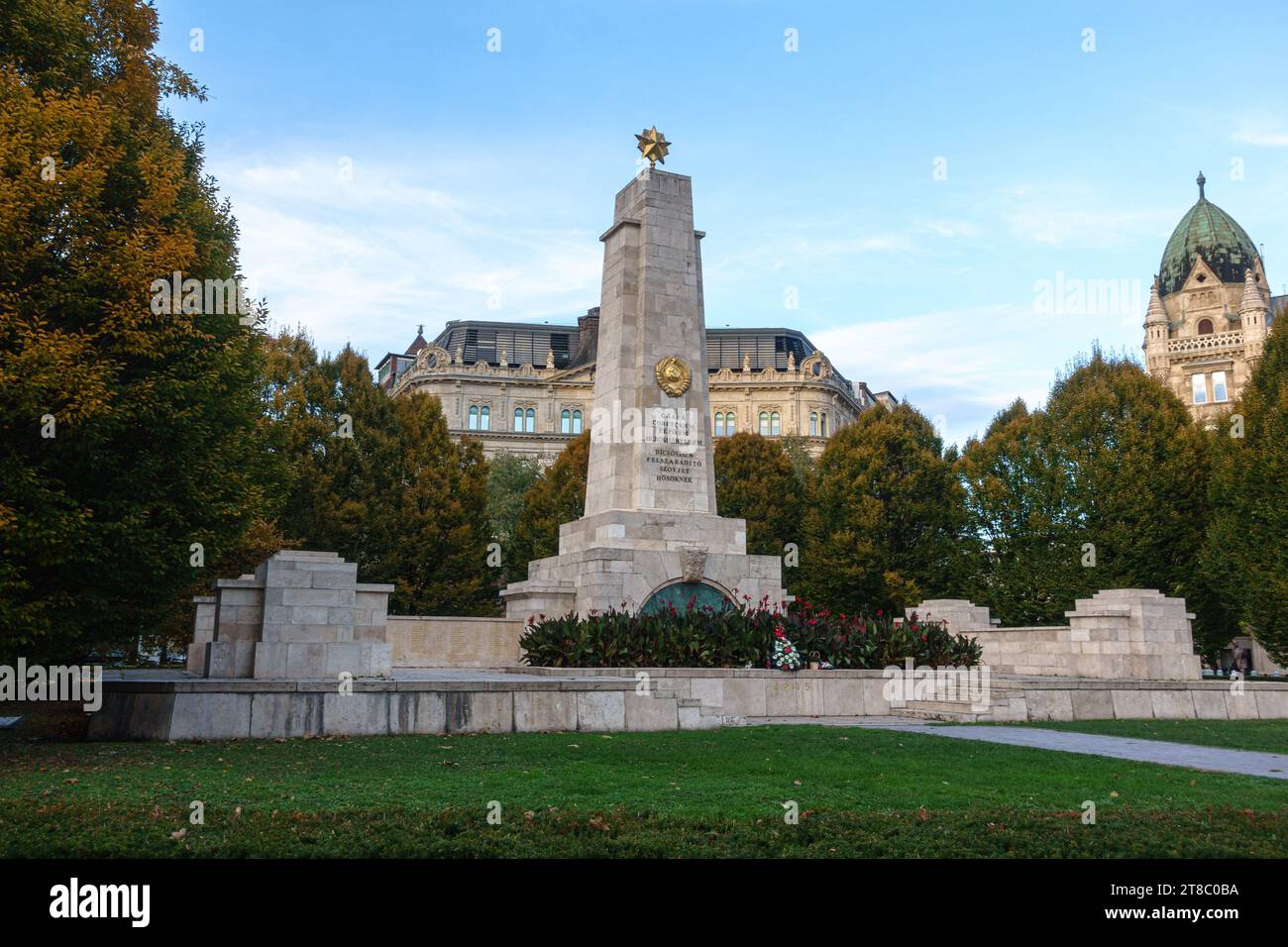 The Soviet war memorial on Szabadsag ter in Budapest, Hungary Stock Photo