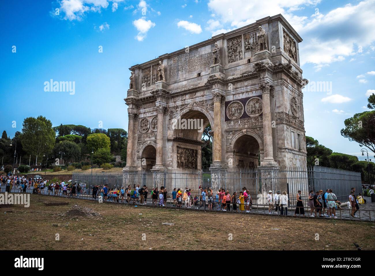 Images from the coliseum in Rome, Italy with tourist crowds Stock Photo