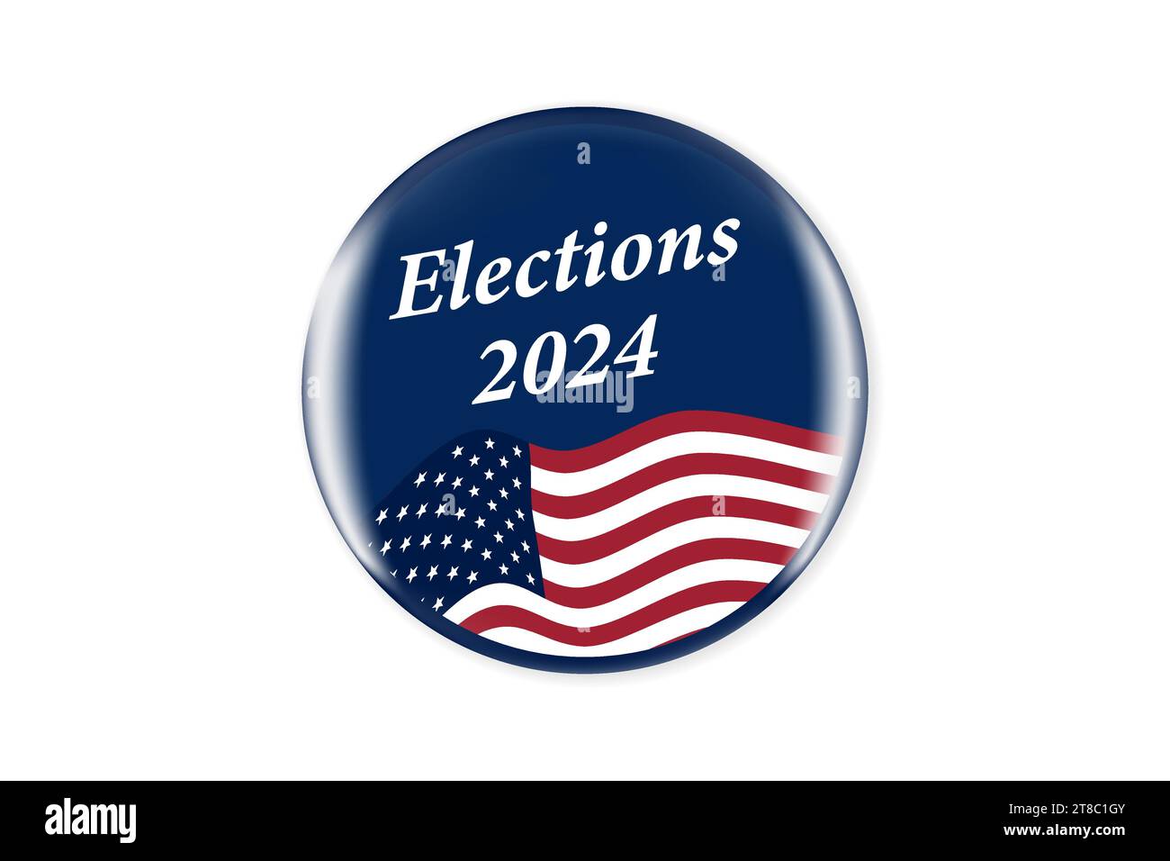 Realistic circle 2025 elections ping or badge with us american flag. US