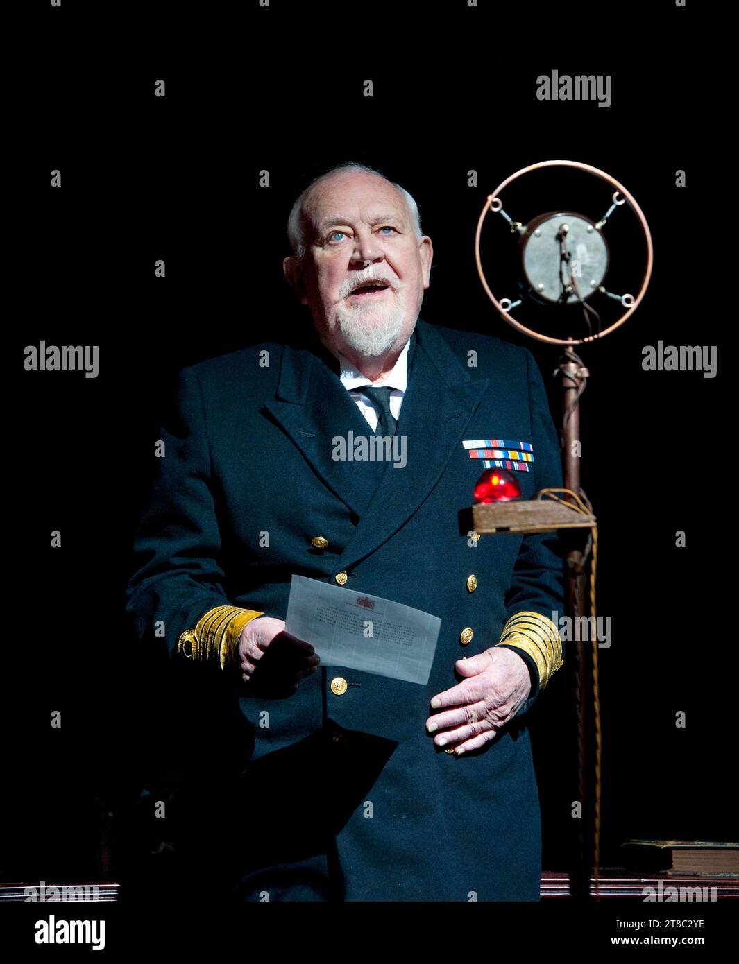 Joss Ackland (King George V) in THE KING'S SPEECH by David Seidler at the Yvonne Arnaud Theatre, Guildford, Surrey, England  10/02/2012  design: Anthony Ward  lighting: Mark Henderson  director: Adrian Noble Stock Photo