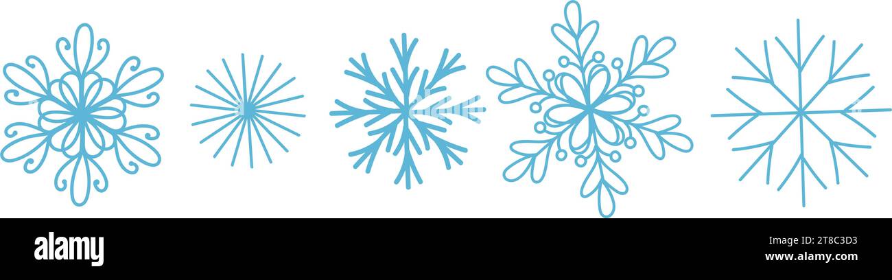 snowflakes in doodle style for winter design. Vector illustration ...