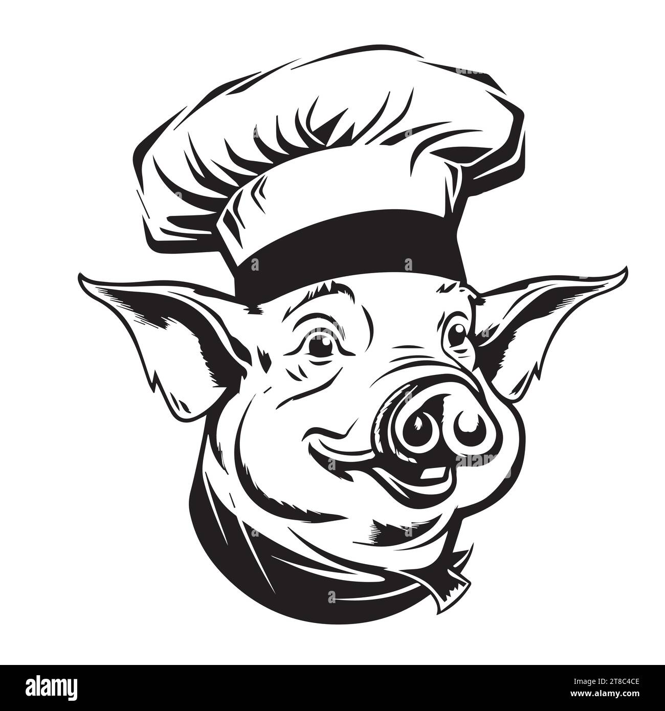 Pock Piggy Vector Logo Cartoon Character. A cute and modern Pork Barbeque Logo Illustration. This could be used in barbeque stations, outdoor bbq, grill, restaurant, steakhouse and etc. Stock Vector