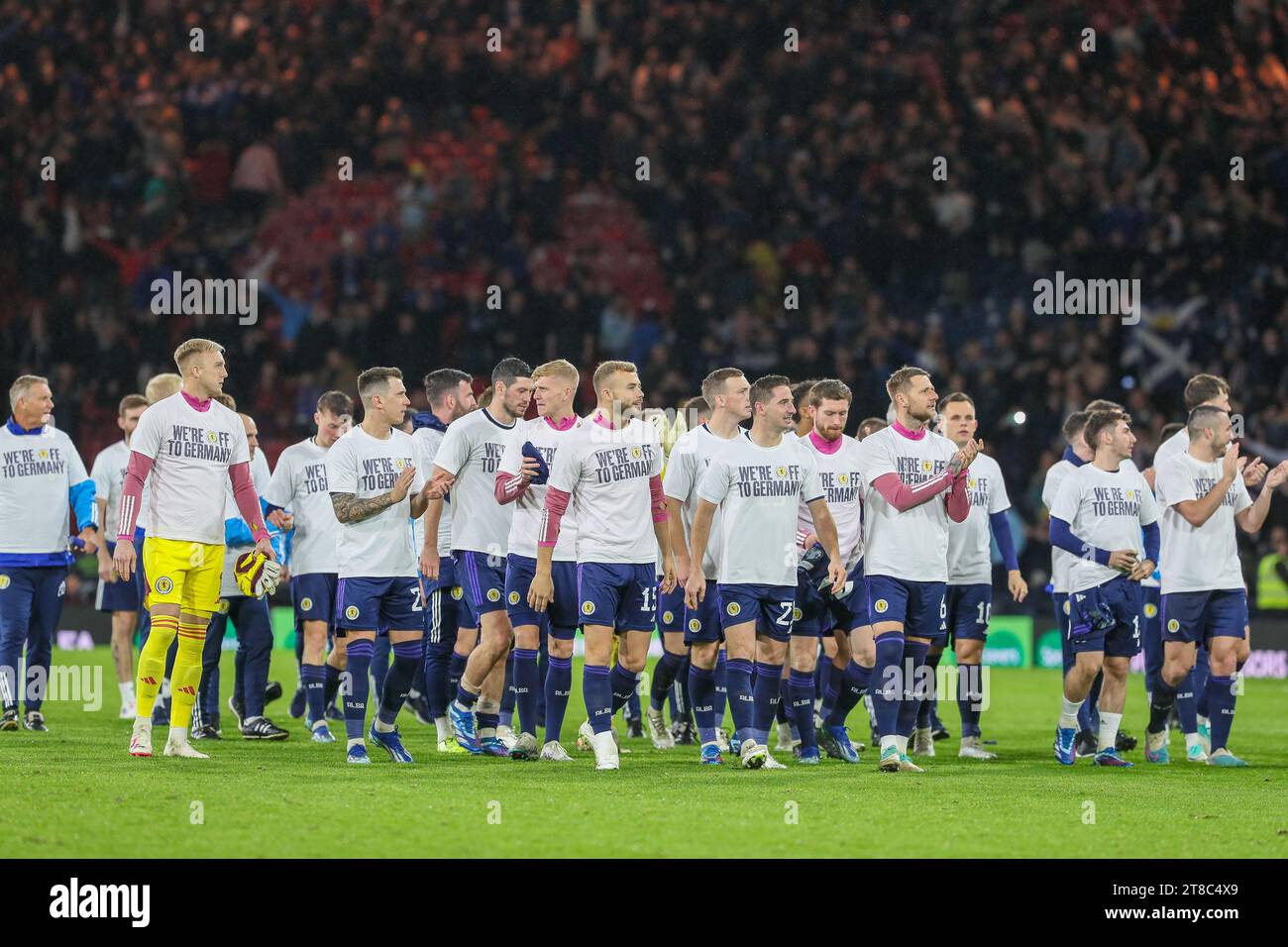 Glasgow, Scotland. 19th Nov, 2023. qualification campaign, UK. 19th Nov, 23. played Norway at Hampden Park, Glasgow, Scotland's National stadium. Before the game, Scotland has already qualified and sits second below Spain. The result will be important when the next draw is made. Credit: Findlay/Alamy Live News Credit: Findlay/Alamy Live News Stock Photo