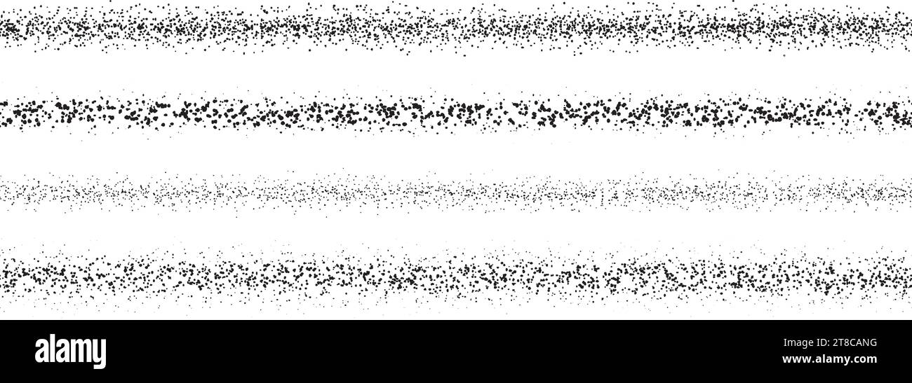 Repeating stippled stroke set. Grain dotted brush lines collection
