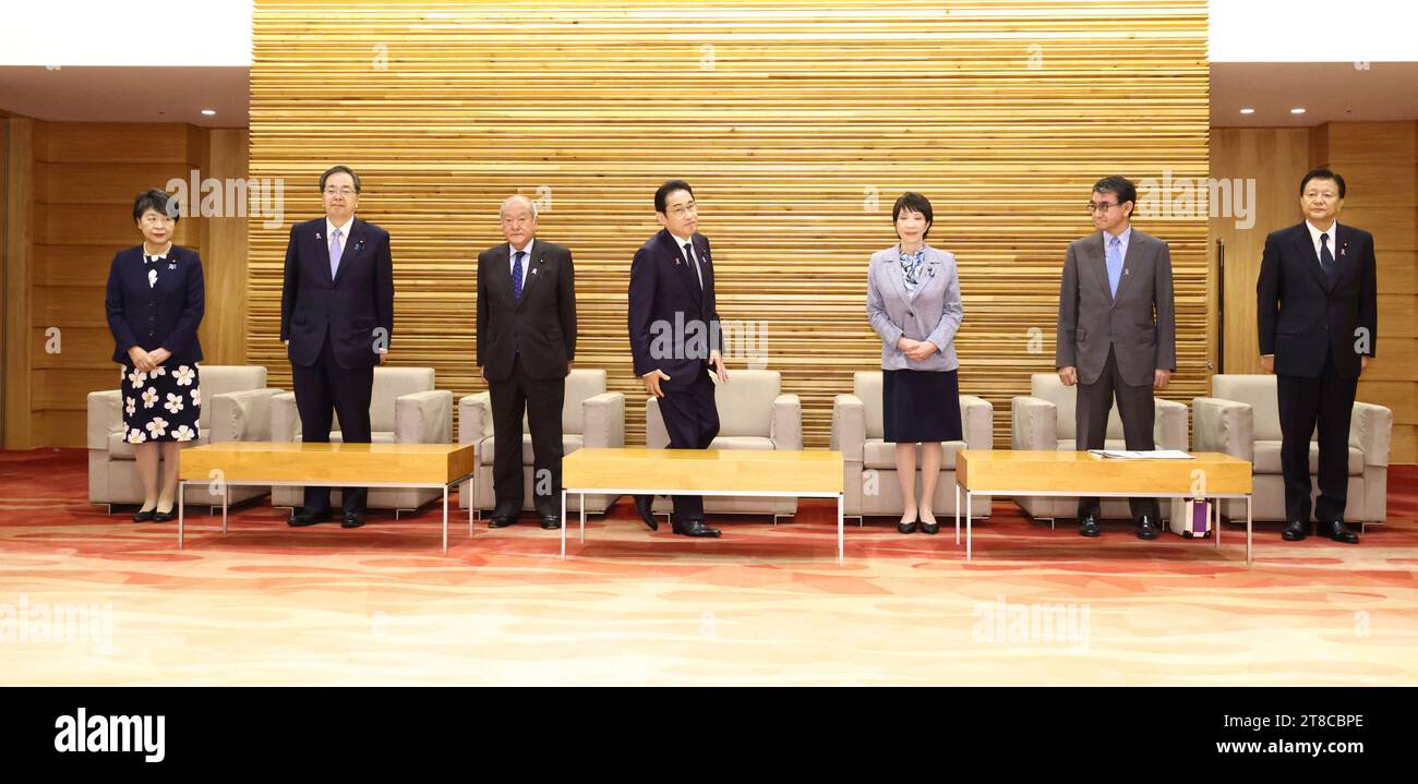 Japan's Prime Minister Fumio Kishida attends a cabinet meeting at the ...