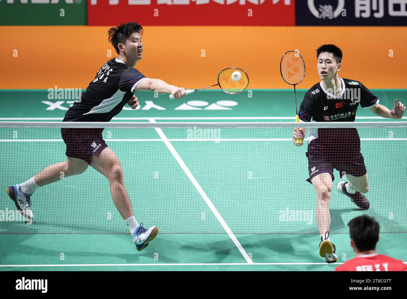 Kumamoto, Japan. 19th Nov, 2023. Liu Yu Chen & Ou Xuan Yi (CHN) Badminton : Kumamoto Masters Japan 2023 Men's Doubles Final at the Kumamoto Prefectural Gymnasium in Kumamoto, Japan . Credit: AFLO SPORT/Alamy Live News Stock Photo