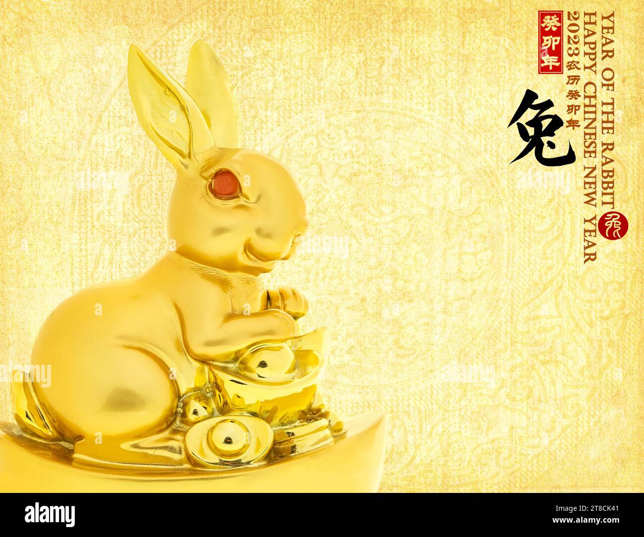 Tradition Chinese golden rabbit statue,2023 is year of the rabbit