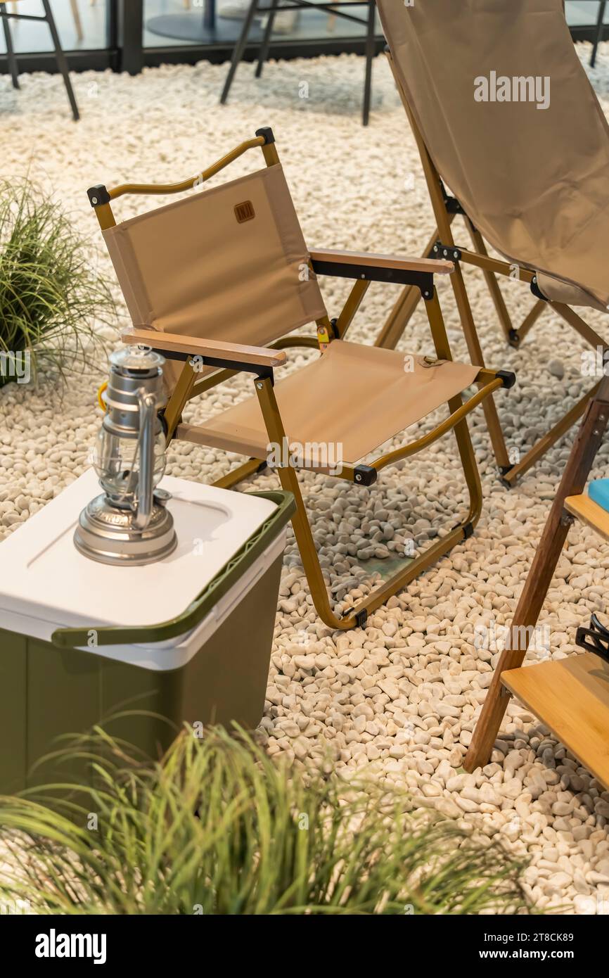 stainless steel kettle, chair,portable gas stove, bowl and vintage