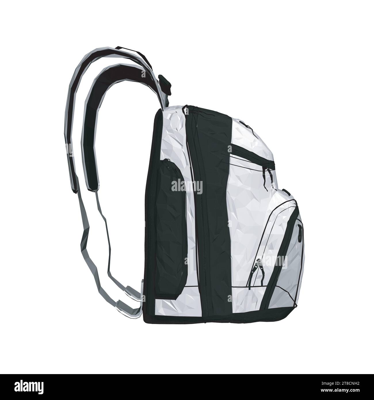 Polygonal model of a large backpack isolated on a white background
