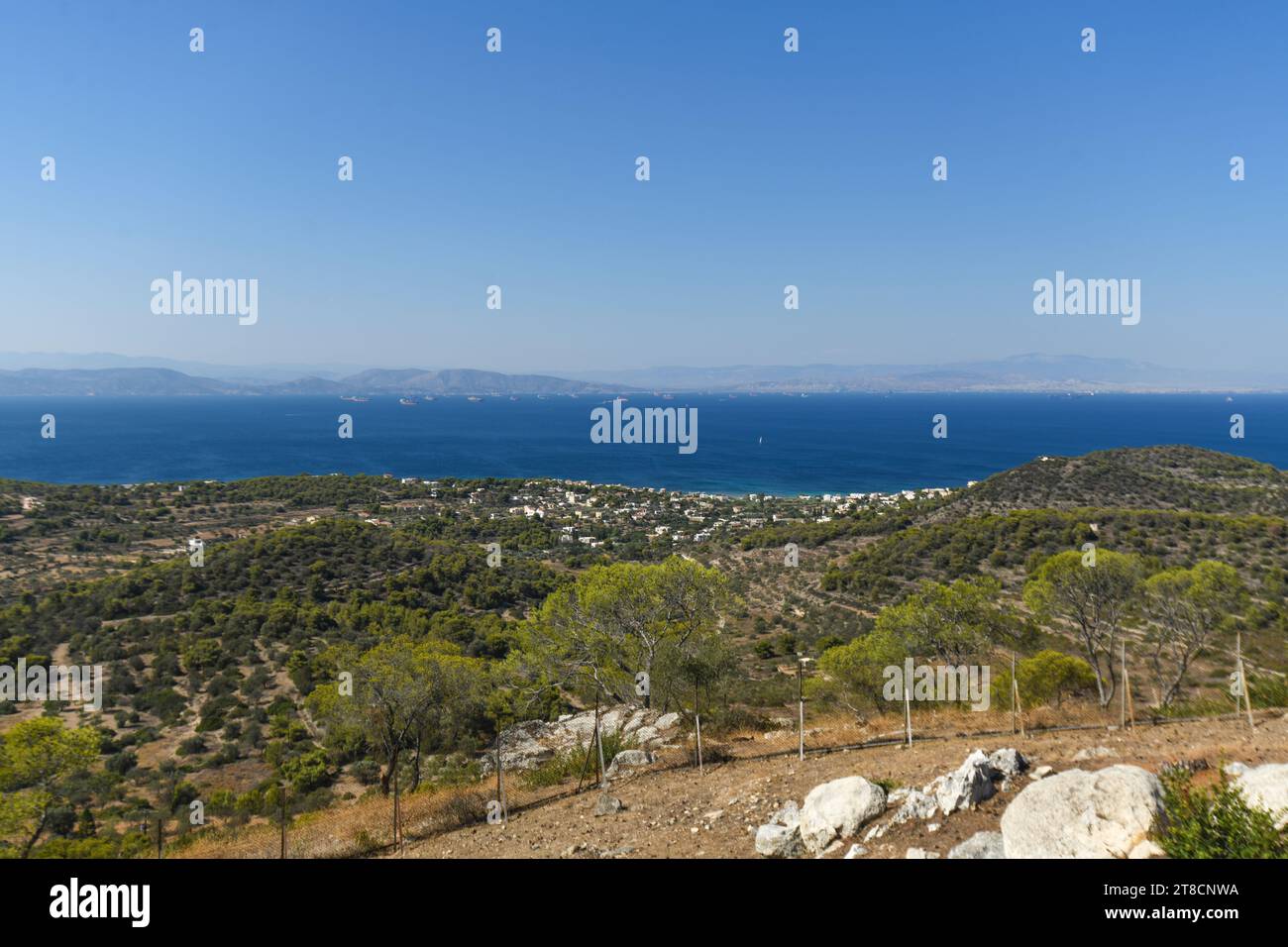 Aegina: panoramic view of the Saronic Gulf, Greece Stock Photo