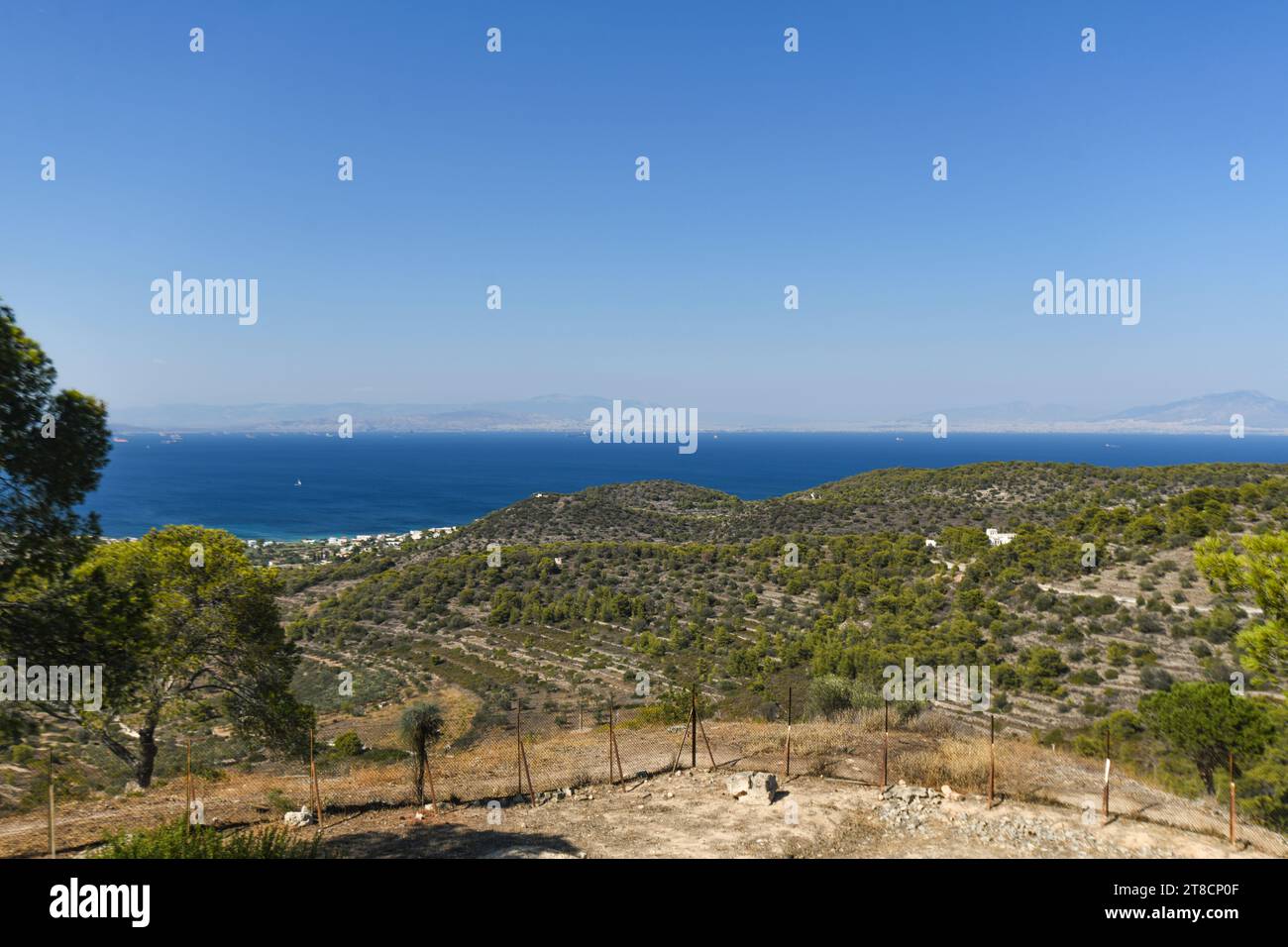 Aegina: panoramic view of the Saronic Gulf, Greece Stock Photo