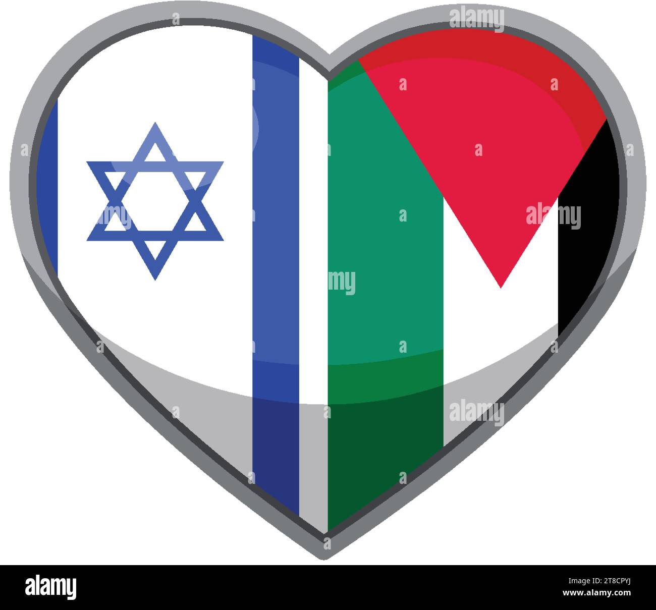 A Vector Cartoon Illustration Of A Heart Shaped Flag Symbolizing Love Unity And Peace Between